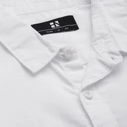 HERE&NOW Men White Slim Fit Striped Pure Cotton Casual Shirt image 2