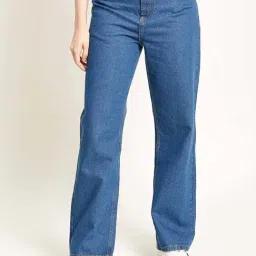 Bene Kleed Blue Cotton Straight Fit High Rise Jeans-image-84