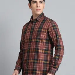 Monte Carlo Brown Cotton Regular Fit Checks Shirt image 3