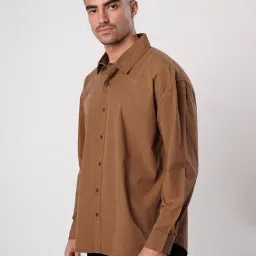 Bene Kleed Rich Brown Cotton Solid Relaxed Fit Shirt image 3