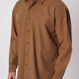 Bene Kleed Rich Brown Cotton Solid Relaxed Fit Shirt image 4