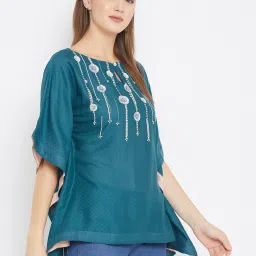 The Kaftan Company Teal Embroidered Kaftan Top image 4