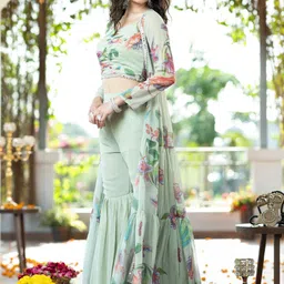 TextileNow Printed Square Neck Top & Palazzos With Shrug Co-Ords image 3