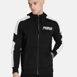 Puma Black Cotton Slim Fit Hooded Jacket-picture-37