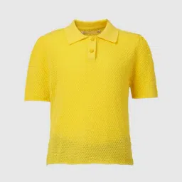 KIDS ONLY Yellow Self Design Polo T-Shirt-image-17
