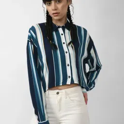 Forever 21 Multicolor Striped Crop Shirt-picture-35