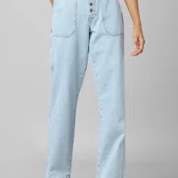 Only Light Blue Straight Fit Heavily Washed Jeans-image-96