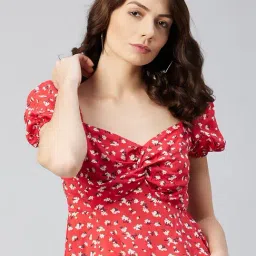 Marie Claire Red Floral Print Top-image-1