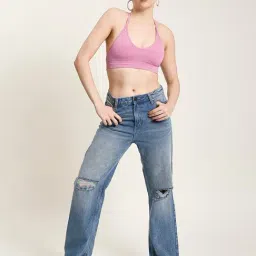 Bene Kleed Blue Cotton Distressed Jeans image 4