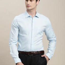Turtle Sky Blue Cotton Slim Fit Texture Shirt-picture-45