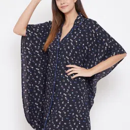 The Kaftan Company Navy Printed Kaftan Sleepshirt image 3