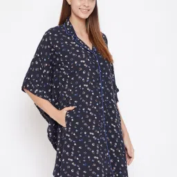 The Kaftan Company Navy Printed Kaftan Sleepshirt image 4