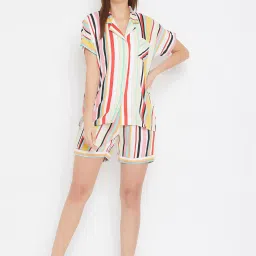 The Kaftan Company Multicolor Striped Shirt With Shorts image 1