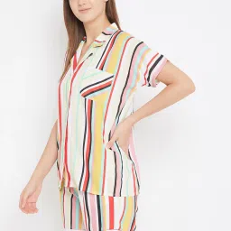 The Kaftan Company Multicolor Striped Shirt With Shorts image 4