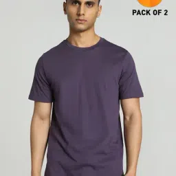 Puma Sportstyle Core Fluo Orange & Sweet Grape Cotton Regular Fit Lounge T-Shirt - Pack Of 2-image-17