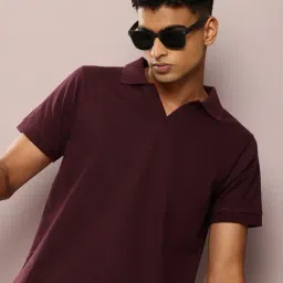 Dillinger Maroon Cotton Regular Fit Solid Polo T-Shirt-image-16