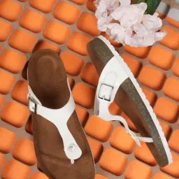 Mozafia Women's White T-Strap Sandals-image-68