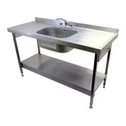 Shri Saraswati Kitchen Equipment Table With Sink 48X24X34+6 inch SS202 Rectangular Sliver, SSKE 44-picture-31