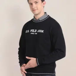 U.S. Polo Assn. Black Regular Fit Printed Sweatshirt image 3