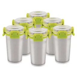 Magnus Silver Steel Leakproof Glass With Lid (0.35 L) - Set of 6-picture-34