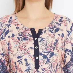 The Kaftan Company Pink & Blue Printed Kaftan Nighty image 4