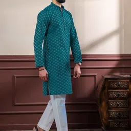 Koshin Men Woven Design Woven Design Cotton Kurta with Pyjamas image 2