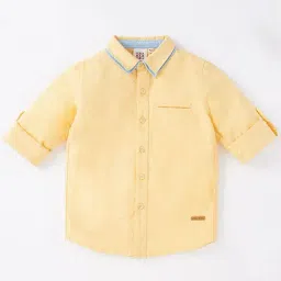 Ed-a-Mamma Boys Yellow & Blue Cotton Regular Fit Full Sleeves Shirt image 3