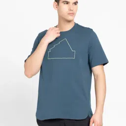 adidas Dark Blue Regular Fit Logo Print Sports T-Shirt-image-28