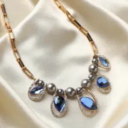 Sohi Women's Timeless Twist Collar Necklace - Azure Blue-image-79