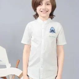 One Friday Kids White Embroidery Regular Fit Shirt-picture-22