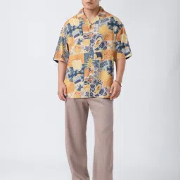 The Souled Store Orange Rayon Printed Relaxed Fit Shirt image 2