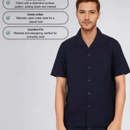 Lee Blue Cotton Comfort Fit Self Design Casual Shirts image 4