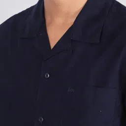 Lee Blue Cotton Comfort Fit Self Design Casual Shirts image 5