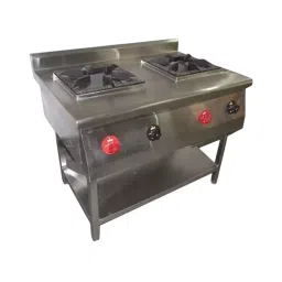 Shri Saraswati Kitchen Equipment 2 Burner Range 48X24X34+22 inch SS202 LPG Gas, SSKE 24-picture-27