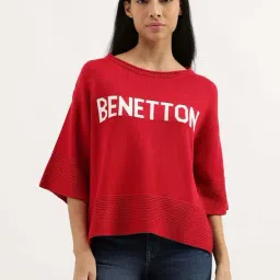 United Colors of Benetton Red Cotton Logo Work Top-image-68