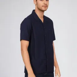 Lee Blue Cotton Comfort Fit Self Design Casual Shirts image 3
