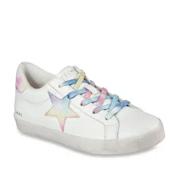 Skechers Women's DIAMOND STARZ - STAR RIGHT White Multi Lifestyle Lace Up Shoe image 2
