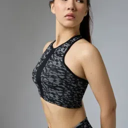 Feier Black Nylon Printed Bra image 3