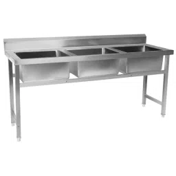 Shri Saraswati Kitchen Equipment Three Sink Unit 60X24X34+6 inch S.S. 304 Rectangular Sliver, SSKE 45-picture-29