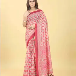 Silk Land Pink Printed Saree With Unstitched Blouse-image-51