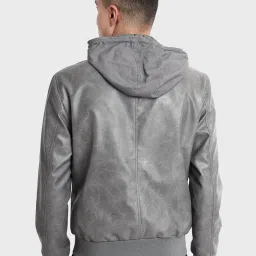 Bewakoof Grey Regular fit Hooded Jacket image 2
