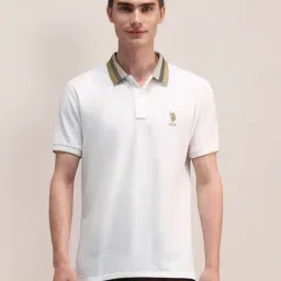 U.S. Polo Assn. White Cotton Slim Fit Logo Printed Polo T-Shirt-picture-32