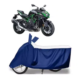 Auto Pearl Two Wheeler Cover for Kawasaki ZH2 BS6 - White, Blue-picture-46