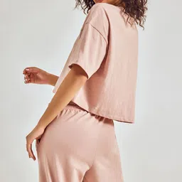 Pepe Jeans Women Solid Round Neck T-shirt & Pyjamas Night Suit image 5