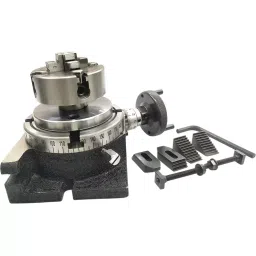 Assorts Quality Precision Rotary Table 100 mm (4 Inch) with M6 Clamp Kit & Small Chuck (with 70 mm 4 Jaw Independent Chuck)-picture-17
