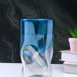TAYHAA Blue Textured Glass FlowerVases-picture-17