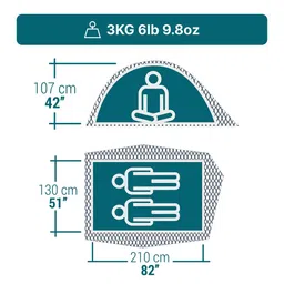 Quechua By Decathlon 2-Person Waterproof Camping Tent image 2