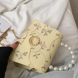 KPOP Women Embellished Structured Handheld Bag image 2