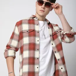 VASTRADO Men Classic Slim Fit Opaque Checked Casual Shirt image 2