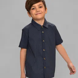 Mi Arcus  Half Sleeves Polka Dots Printed Shirt - Navy Blue-picture-14